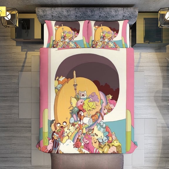 Adventure Time 3-Piece Bedding Comforter Set Bed Cover Set Soft Warm Bedding for Bedroom, Home, Hotel 102"x90"
