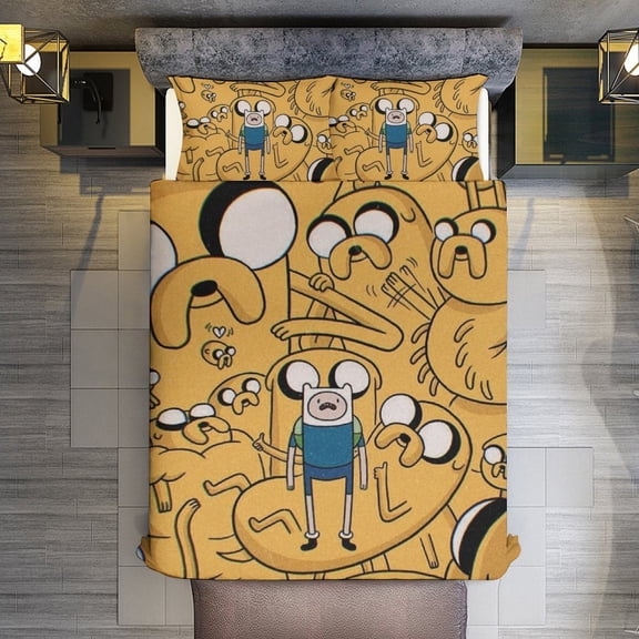 Adventure Time 3-Piece Bedding Comforter Set Bed Cover Set Soft Warm Bedding for Bedroom, Home, Hotel 79"x90"