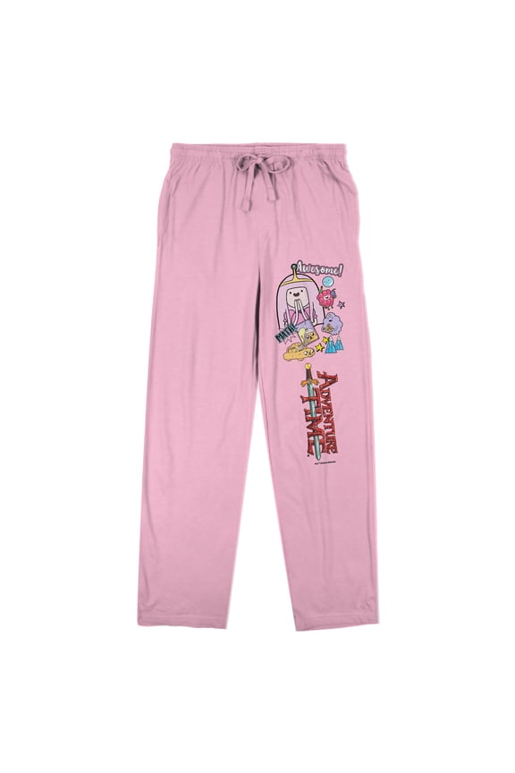 Adventure Time Awesome Princess Bubblegum, Jake, and Finn Women's Pink Sleep Pajama Pants-Medium