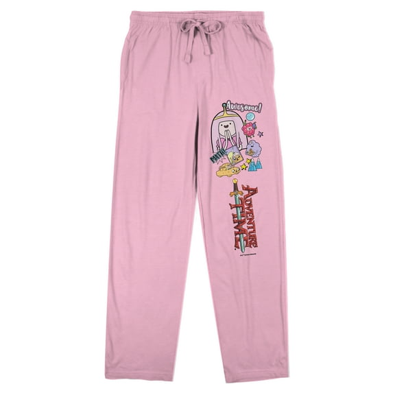Adventure Time Awesome Princess Bubblegum, Jake, and Finn Women's Pink Sleep Pajama Pants-Medium