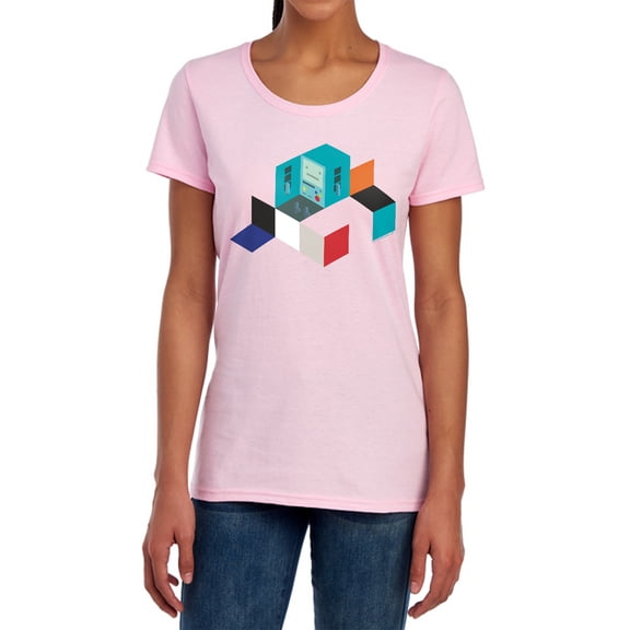 Adventure Time BMO Blocks Women's T Shirt, Pink, Large