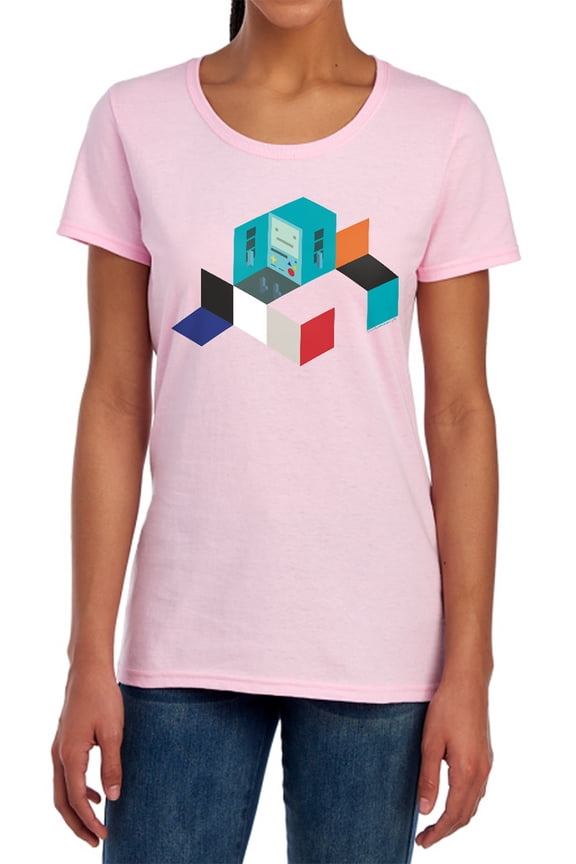 Adventure Time BMO Blocks Women's T Shirt, Pink, Medium