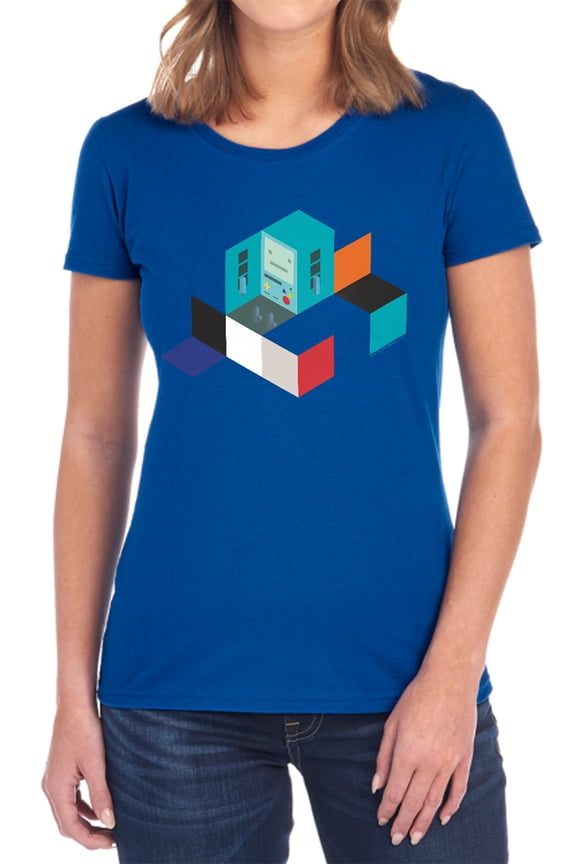 Adventure Time BMO Blocks Women's T Shirt, Royal, X-Large