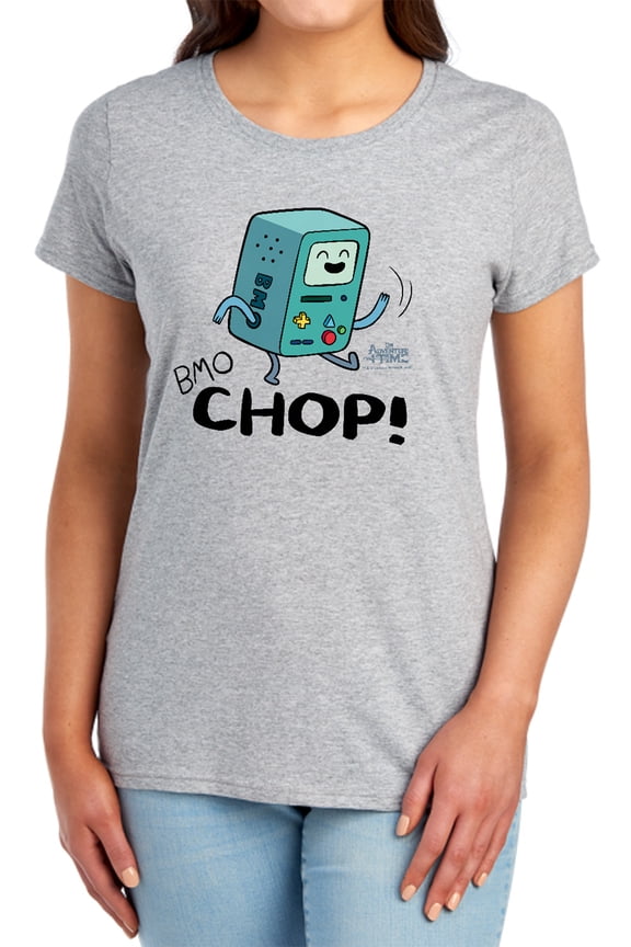 Adventure Time BMO Chop Women's T Shirt, Athletic Heather, Large
