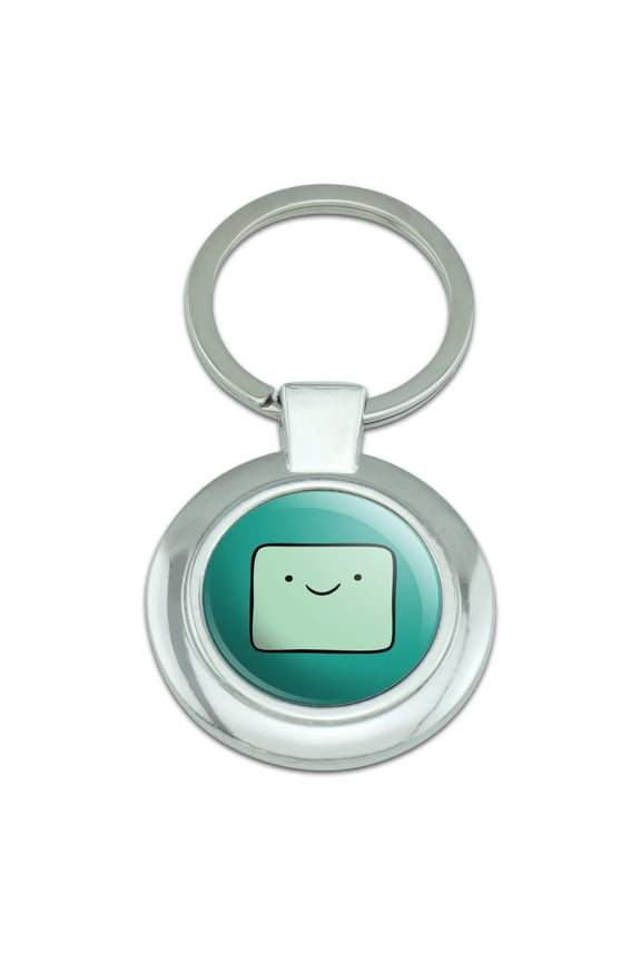 Adventure Time BMO Head Keychain Classy Round Chrome Plated Metal
