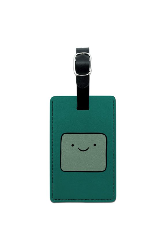 Adventure Time BMO Head Rectangle Leather Luggage Card Suitcase Carry-On ID Tag