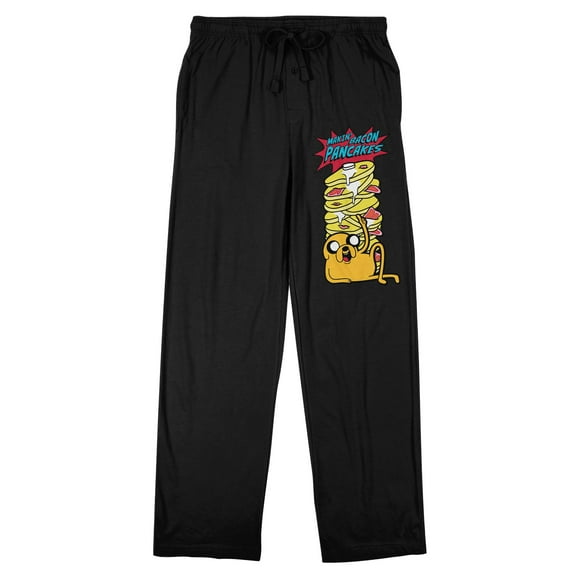 Adventure Time Bacon Pancake Men's Black Sleep Pajama Pants-Medium