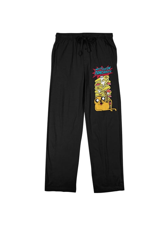 Adventure Time Bacon Pancake Men's Black Sleep Pajama Pants-Small