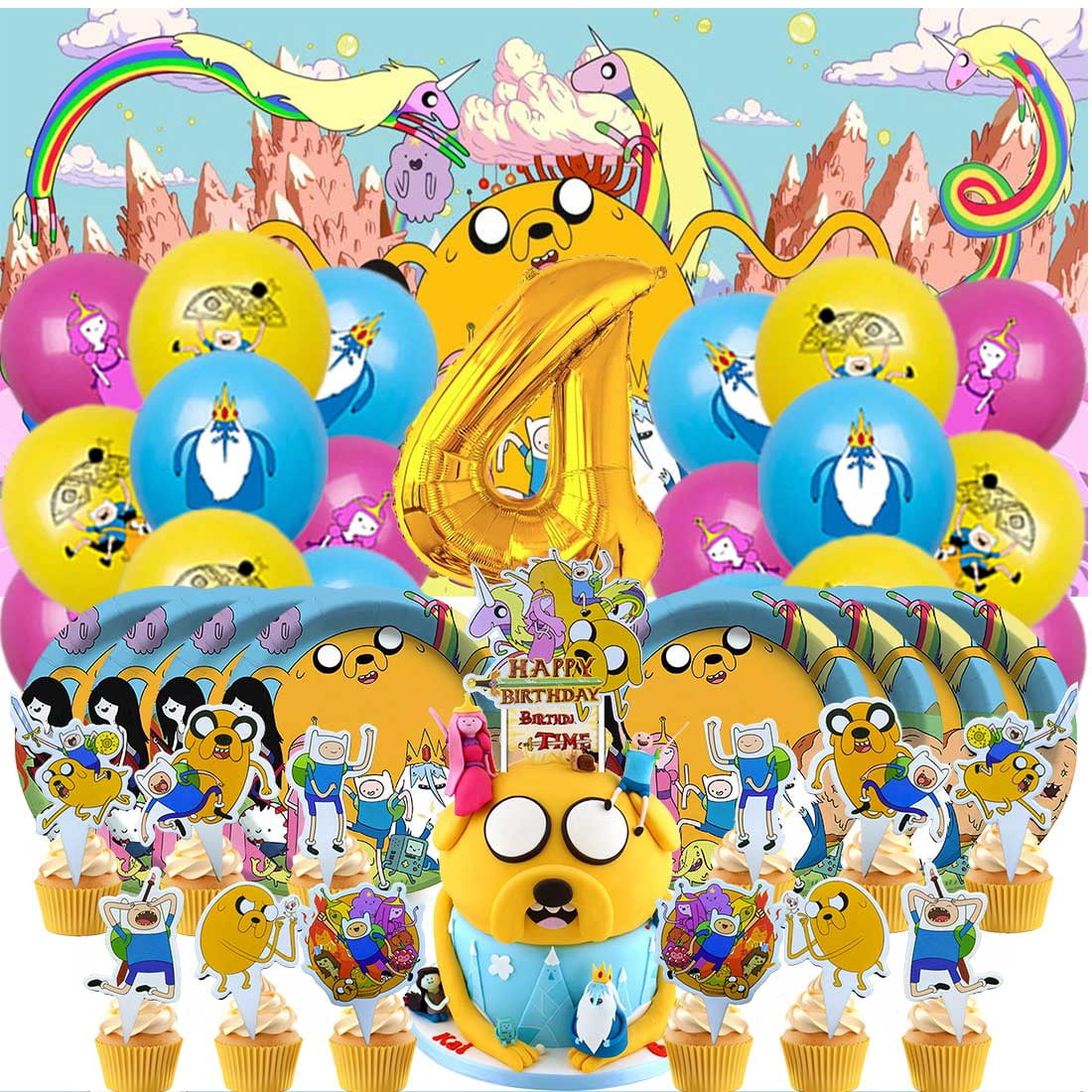 Adventure Time Balloons Party Supplies 4th Decor Tableware Birthday