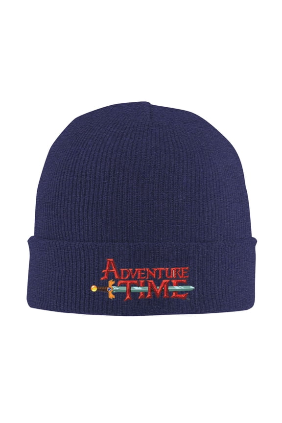 Adventure Time Beanie Hat Winter Warm Knit Cuffed Cap For Women Men Navy Blue