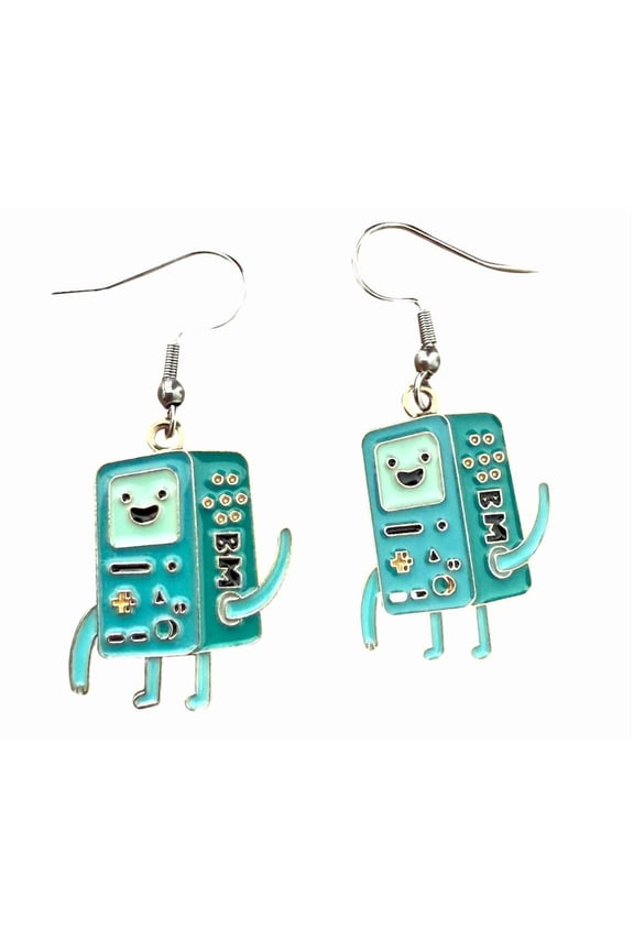Adventure Time Beemo BMO Earrings Enamel Metal Charm Dangle French Wire Style