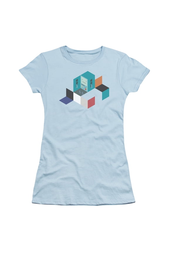 Adventure Time Bmo Blocks S/S Junior Women's T-Shirt Sheer Light Blue