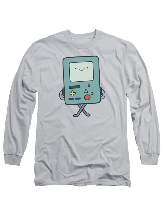 Adventure Time Bmo Long Sleeve Adult 18/1 T-Shirt Silver
