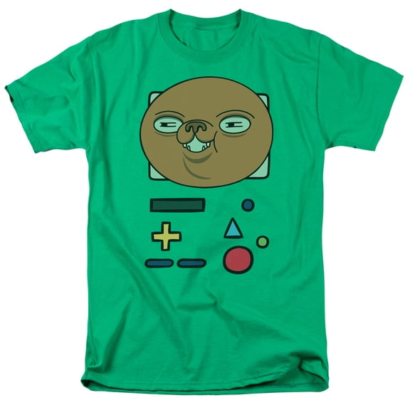 Adventure Time Bmo Mask S/S Adult 18/1 T-Shirt Kelly Green 5X