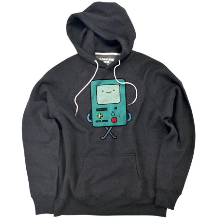 Adventure Time Bmo Unisex Adult Slim Fit Pull-Over Heather Hoodie, Charcoal, Small