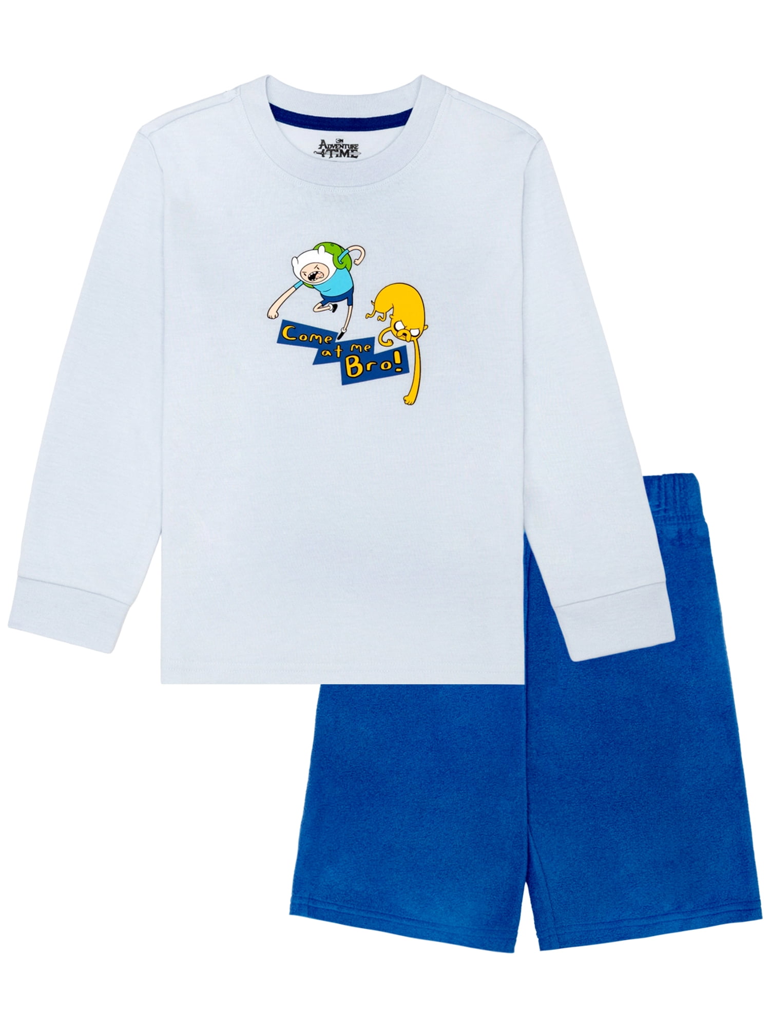 Adventure Time Boys Tween Long Sleeve Top and Short Pajama Set, 2-Piece, Sizes 4-12