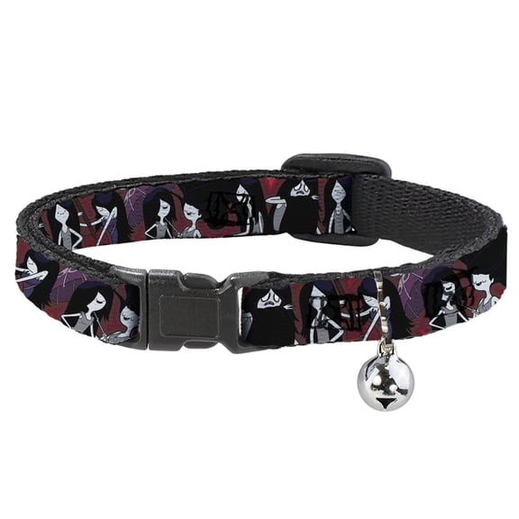 Adventure Time Breakaway Cat Collar With Bell, Plastic Clip, Easy Adjustable, Adventure Time Marceline Poses Collage Reds, 8.5 to 12 Inches 0.5 Inch Wide