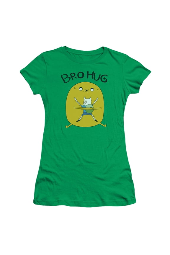 Adventure Time Bro Hug S/S Junior Women's T-Shirt Sheer Kelly Green