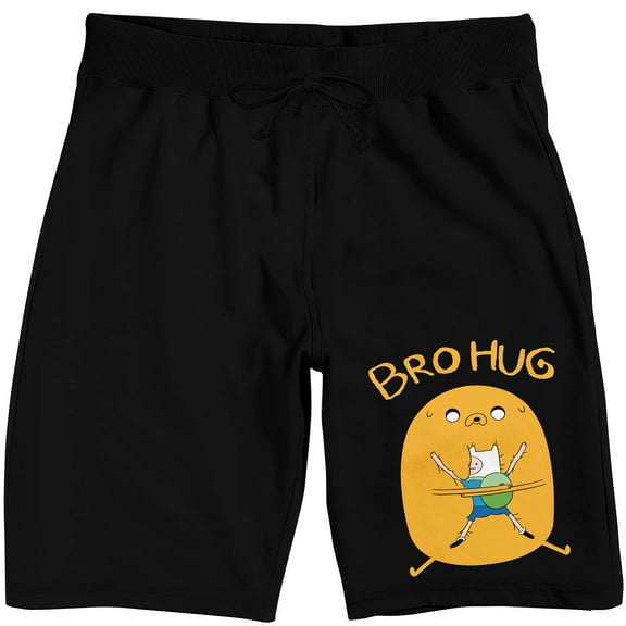 Adventure Time Bro Hug Men's Black Graphic Sleep Shorts-3XL