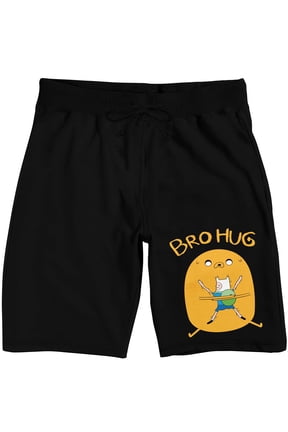Adventure Time Bro Hug Men's Black Graphic Sleep Shorts-Small
