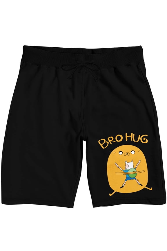 Adventure Time Bro Hug Men's Black Graphic Sleep Shorts-Small