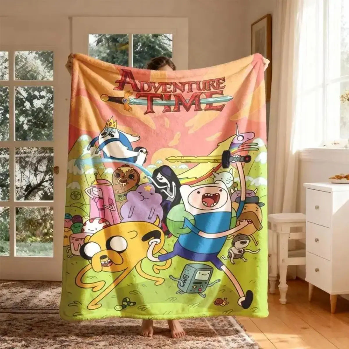 Adventure Time Cartoon Characters Throw Blanket, Flannel Fleece Blanket ...