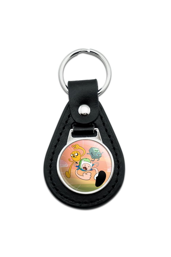 Adventure Time Finn And Jake Attack Friends Black Leather Keychain