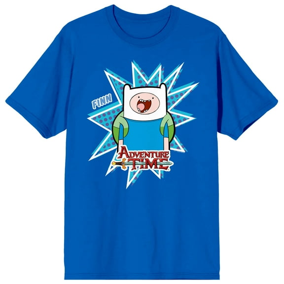 Adventure Time Finn Character Unisex Adult Royal Blue Short Sleeve Tee-Medium