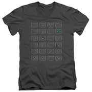 Adventure Time - Finn Faces - Slim Fit V Neck Shirt - Small