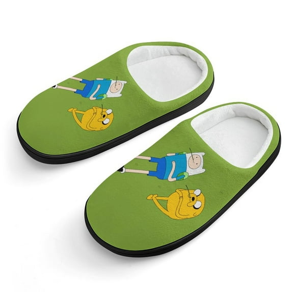 Adventure Time Finn Jake Dog Soft Plush Slippers for Boys Girls Winter Warm Cotton Slippers with Rubber Sole Non-Slip Kid's Slip on Shoes Fluffy House Slippers For Indoor And Outdoor