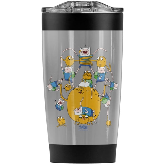 Adventure Time/Finn & Jake Group Stainless Steel Tumbler 20 oz Coffee Travel Mug/Cup, Vacuum Insulated & Double Wall with Leakproof Sliding Lid | Great for Hot Drinks and Cold Beverages
