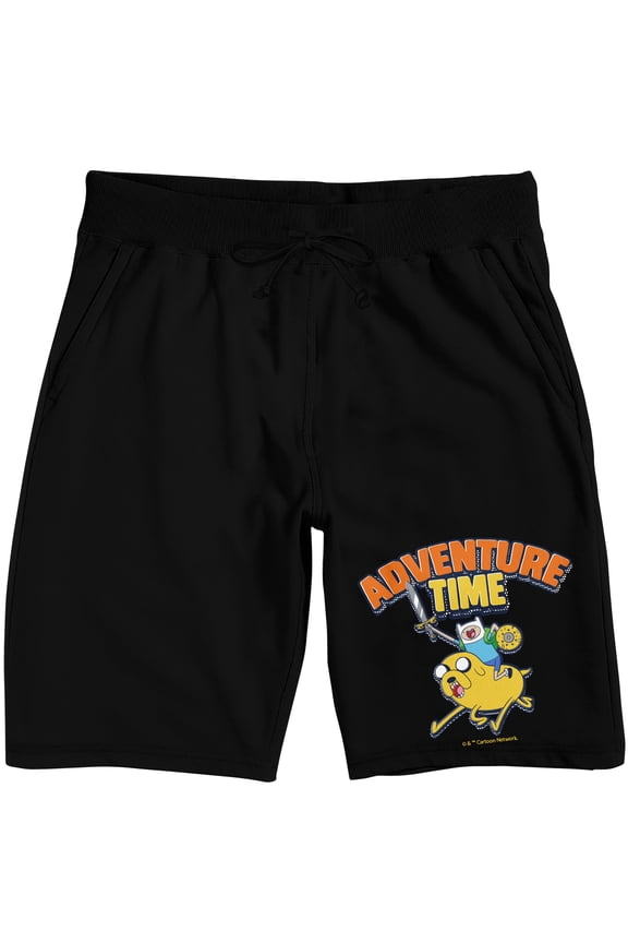 Adventure Time Finn & Jake Logo Adult Black Sleep Pajama Shorts