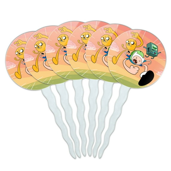 Adventure Time Finn and Jake Attack Friends Cupcake Picks Toppers Decoration Set of 6