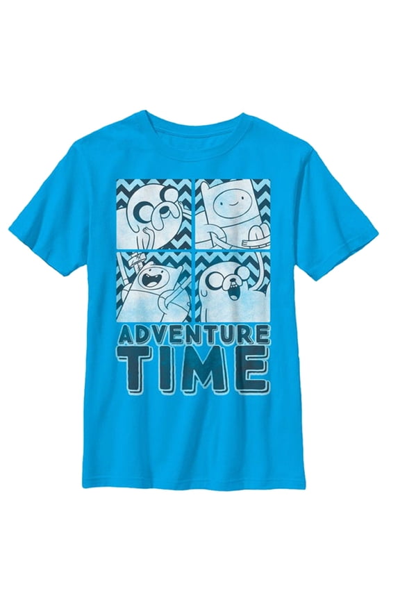 Adventure Time Finn and Jake Box Big Boy's Turquoise T-Shirt Youth XL (18/20)