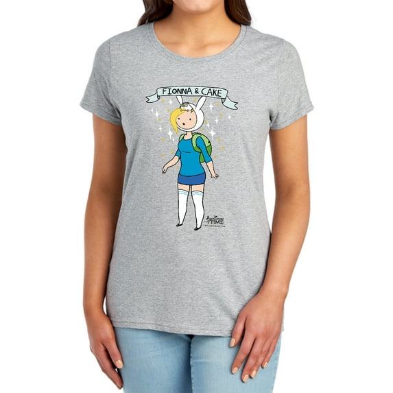 Adventure Time Fionna & Cake Women's T Shirt, Athletic Heather, 2X-Large
