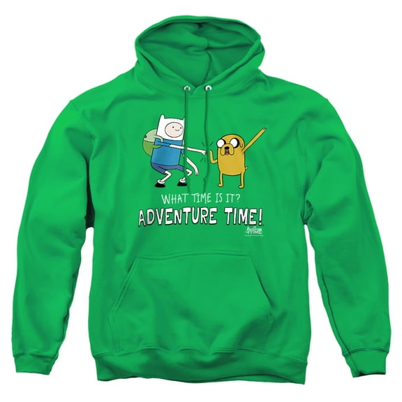 Adventure Time Fist Bump Unisex Adult Pull-Over Heather Hoodie, Medium, Kelly Green