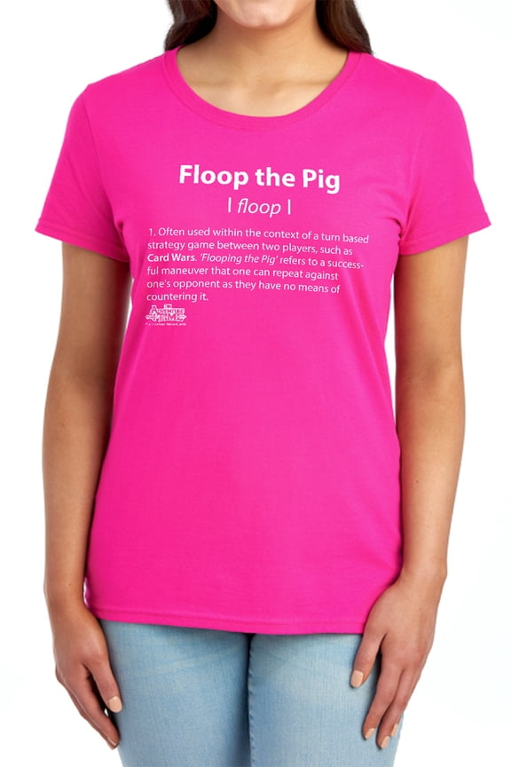 Adventure Time Floop The Pig Women's T Shirt, Hot Pink, Medium