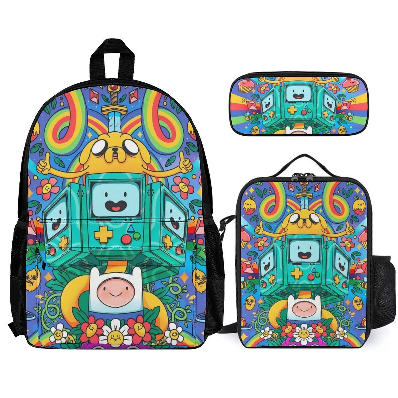 Adventure Time Fun cartoon three-piece backpack set: includes backpack ...