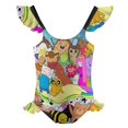 thumbnail image 1 of Adventure Time Girls Swimsuit Ruffle One-piece Beachwear Kids Cute Swimwear Summer Bathing Suit 6-7Y（110cm）, 1 of 8