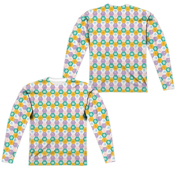 Adventure Time - Hexagon Pattern (Front/Back Print) - Regular Fit Long Sleeve Shirt - Small