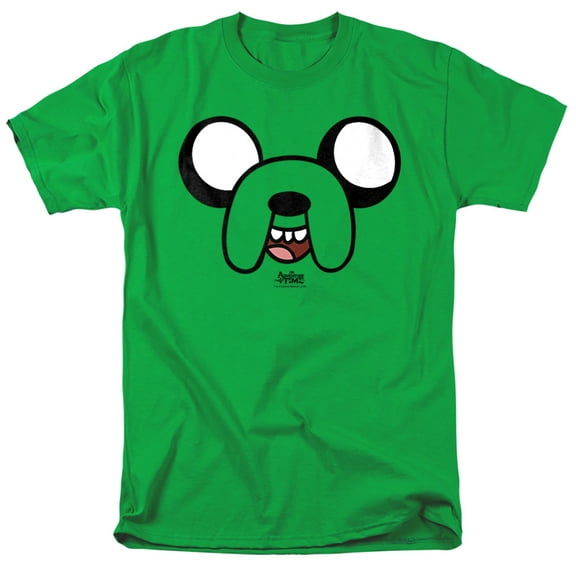 Adventure Time Jake Head Unisex Adult T Shirt, Kelly Green, Large