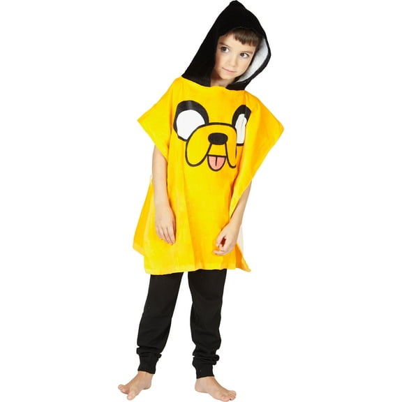 Adventure Time Jake Hooded Bath Beach Swim Poncho Towel, Yellow, 4-7