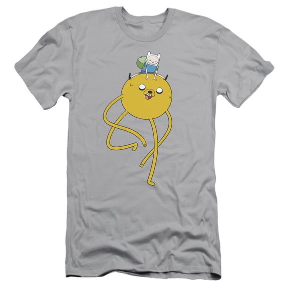 Adventure Time Jake Ride S/S Adult 30/1 T-Shirt Silver