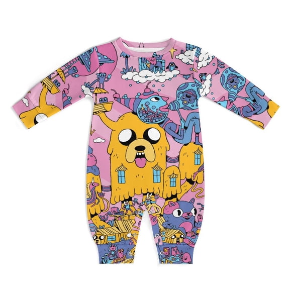Adventure Time Jake The Dog Baby Long Sleeve Footless, Infant Playsuit Romper Jumpsuits for Boys Girls