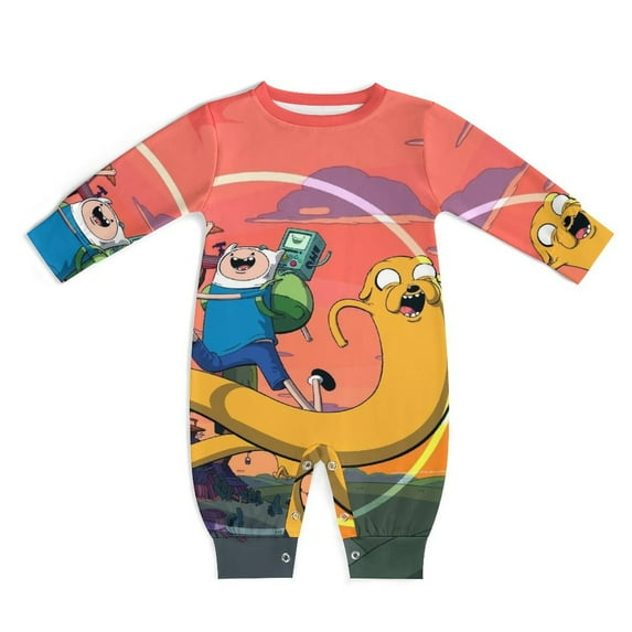 Adventure Time Jake The Dog Baby Long Sleeve Footless, Infant Playsuit Romper Jumpsuits for Boys Girls