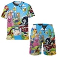 thumbnail image 1 of Adventure Time Jake The Dog Boys Girls Short Sleeve Mesh T-Shirt And Shorts Outfit Set Summer Clothes Set for Kids, 1 of 8