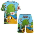 thumbnail image 1 of Adventure Time Jake The Dog Boys Girls Short Sleeve Mesh T-Shirt And Shorts Outfit Set Summer Clothes Set for Kids, 1 of 8