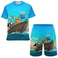 thumbnail image 1 of Adventure Time Jake The Dog Boys Girls Short Sleeve Mesh T-Shirt And Shorts Outfit Set Summer Clothes Set for Kids, 1 of 8