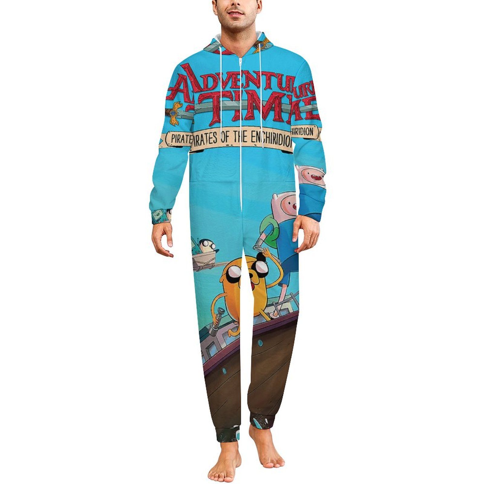 Adventure Time Jake The Dog Men's Hooded Jumpsuit - Zip Up One Piece ...