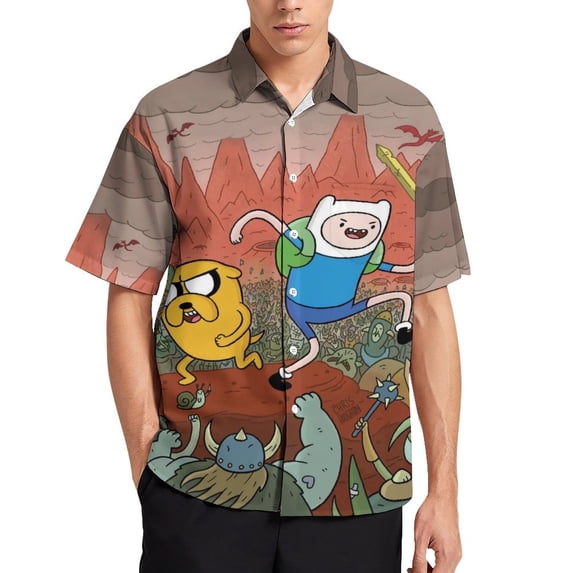Adventure Time Jake The Dog Mens Hawaiian Shirt Loose Fit Shirts - Short Sleeve And Button Down Hawaiian Shirt for Men with Pocket